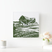 カントリーサイドランドスケープスタイルファームハウス スクエア壁時計 (ホーム)