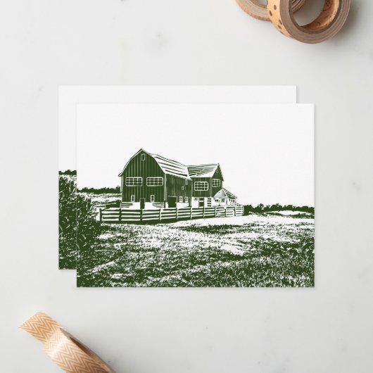 カントリーサイドランドスケープスタイルファームハウス ノートカード (正面/裏面インサイチュ)