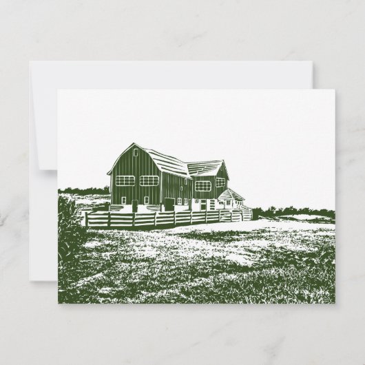 カントリーサイドランドスケープスタイルファームハウス ノートカード (裏面)
