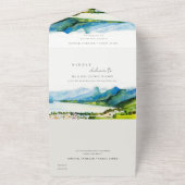 カントリーサイドレイクビレッジ結婚ランドスケープのQRコード オールインワン招待状 (外側)