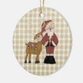 カントリーサンタと彼のトナカイのセラミックオーナメント セラミックオーナメント (左)