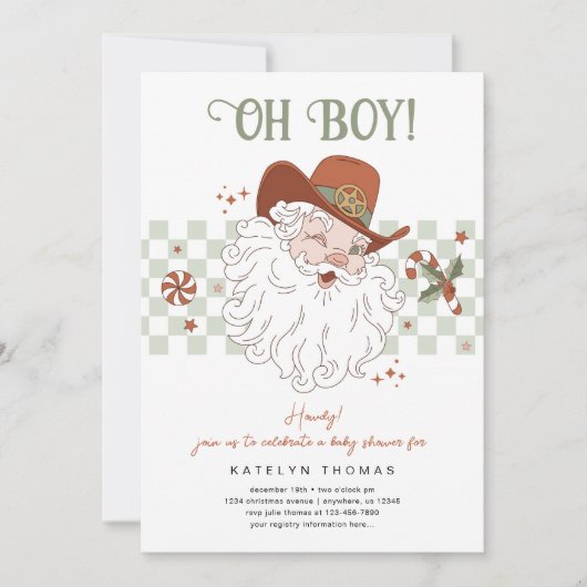 カントリーサンタクリスマスベビーシャワー 招待状 (正面)