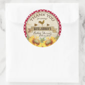 カントリーサンフラワーとギンガムチェック赤ちゃんシャワー ラウンドシール (バッグ)