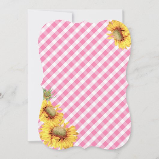 カントリーサンフラワーとギンガムチェック赤ちゃんシャワー 招待状 (裏面)