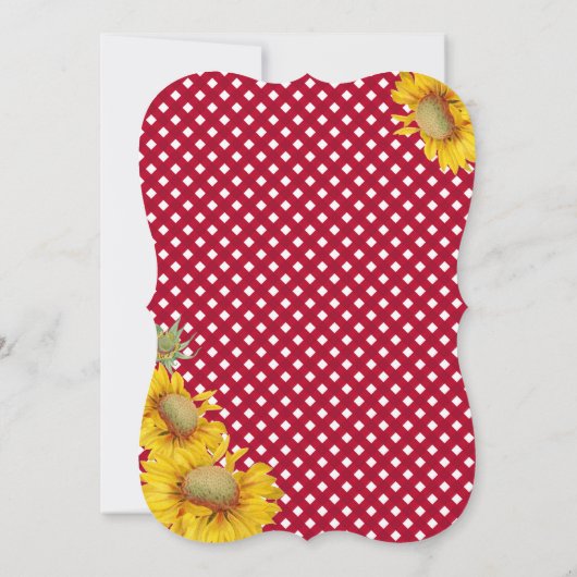 カントリーサンフラワーとギンガムチェック赤ちゃんシャワー 招待状 (裏面)