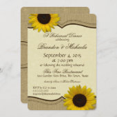 カントリーサンフラワーとバーラップリハーサルディナー 招待状 (正面/裏面)