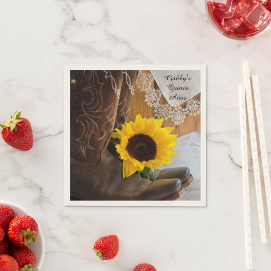 カントリーサンフラワーアンドレースウェスタンキンセアニラ スタンダードカクテルナプキン (インサイチュ)