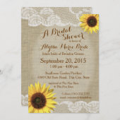 カントリーサンフラワーアンドレースブライダルシャワー 招待状 (正面/裏面)