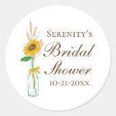 カントリーサンフラワーイエローフローラブライダルシャワー ラウンドシール (正面)