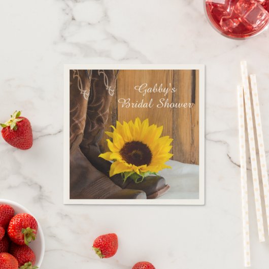 カントリーサンフラワーウェスタンブライダルシャワー スタンダードカクテルナプキン (インサイチュ)