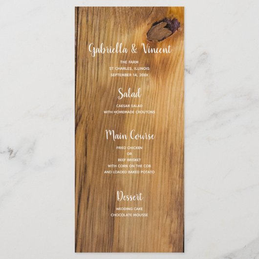 カントリーサンフラワーウェスタン結婚ズのメニュー メニュー (裏面)