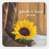 カントリーサンフラワーウェスタン結婚ズ封筒用シール スクエアシール (正面)