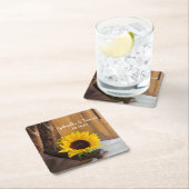 カントリーサンフラワーウェスタン結婚ズ スクエアペーパーコースター (インサイチュ)