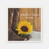 カントリーサンフラワーウェスタン結婚ズ スタンダードカクテルナプキン (正面)