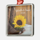 カントリーサンフラワーウェスタン結婚ズ メタルオーナメント (左)