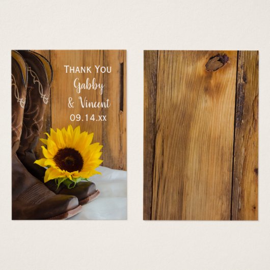 カントリーサンフラワーウェスタン結婚式の引き出物ラベル (正面&裏面)