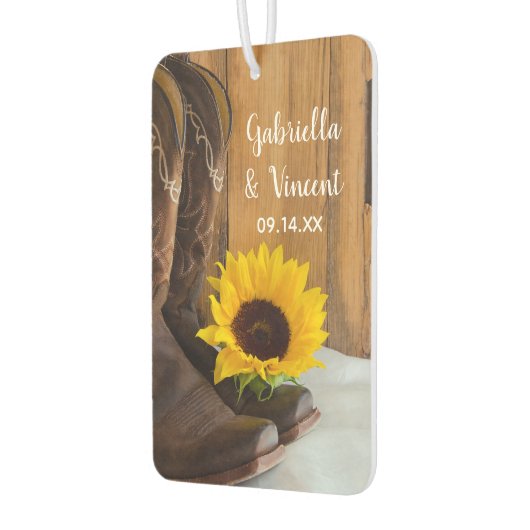 カントリーサンフラワーウェスタン結婚式の引き出物 カーエアーフレッシュナー (左)