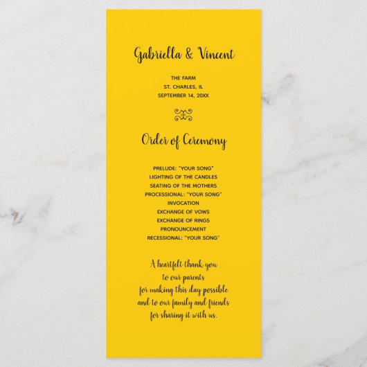 カントリーサンフラワーウェスタン結婚式 プログラム (裏面)