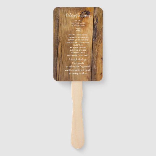 カントリーサンフラワーウェスタン結婚式 プログラム ハンドファン (裏面)