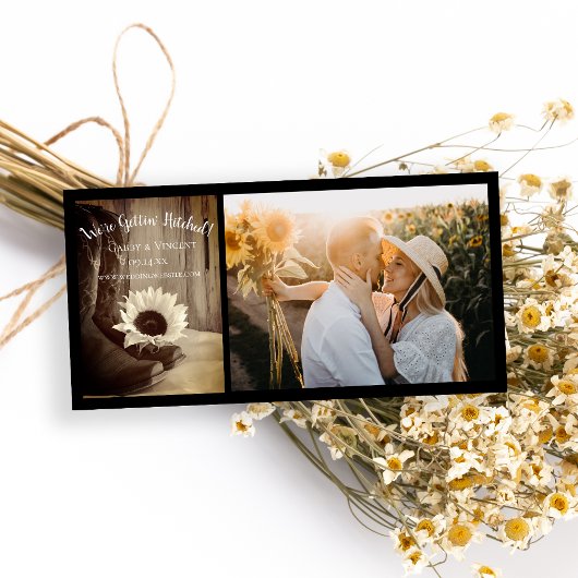 カントリーサンフラワーウエスタンバ結婚ンズセピア セーブザデート