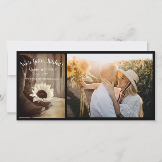 カントリーサンフラワーウエスタンバ結婚ンズセピア セーブザデート (正面)