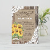 カントリーサンフラワーウッドレース素朴ブライダルシャワー 招待状 (スタンド正面)