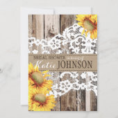 カントリーサンフラワーウッドレース素朴ブライダルシャワー 招待状 (裏面)