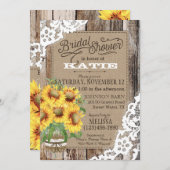 カントリーサンフラワーウッドレース素朴ブライダルシャワー 招待状 (正面/裏面)