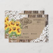 カントリーサンフラワーウッドレース素朴RSVPカード 出欠カード (正面/裏面)