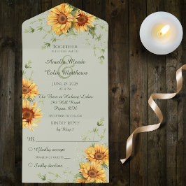 カントリーサンフラワーオンセージグリーン オールインワン招待状