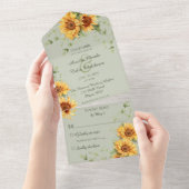 カントリーサンフラワーオンセージグリーン オールインワン招待状 (貼ってはがせる)