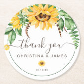 カントリーサンフラワーサンキュアユー結婚式の引き出物 ラウンドペーパーコースター (正面)
