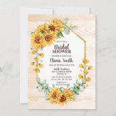 カントリーサンフラワージオメトリックウッドブライダルシャワー 招待状 (正面)