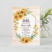 カントリーサンフラワージオメトリックウッドブライダルシャワー 招待状 (スタンド正面)