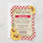 カントリーサンフラワーズとギンガムチェックベビーシャワー 招待状 (正面)