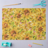 カントリーサンフラワーズウォーターカラーデコパージュバックグラウンド 薄葉紙 (クラフト)