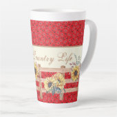 カントリーサンフラワーズオンバンダナプリントカスタム カフェラテマグ (右アングル)