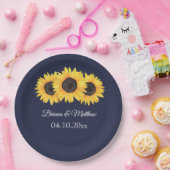 カントリーサンフラワーズオンブルー紙ディナープレート ペーパープレート (パーティー)