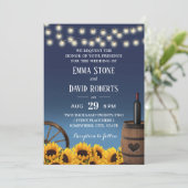 カントリーサンフラワーズネイビー素朴ブルー結婚ズ 招待状 (スタンド正面)