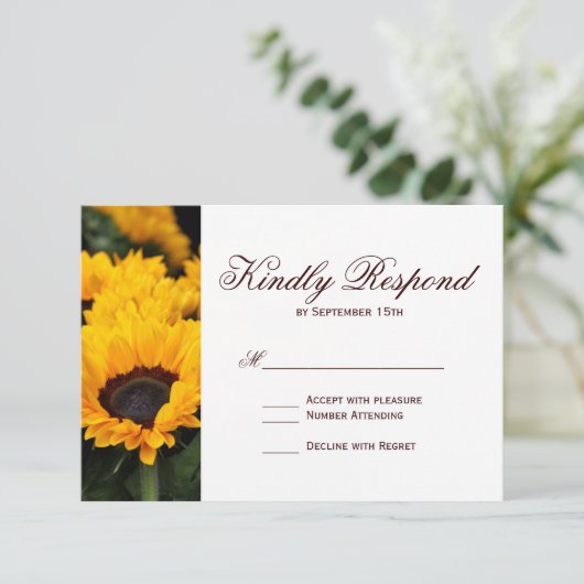 カントリーサンフラワーズフローラウェディングRSVPカード 出欠カード (スタンド正面)