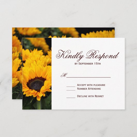 カントリーサンフラワーズフローラウェディングRSVPカード 出欠カード (正面/裏面)