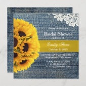 カントリーサンフラワーズブルージーンズブライダルシャワー 招待状 (正面/裏面)