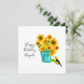 カントリーサンフラワーズブーケ誕生日 カード (スタンド正面)
