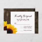 カントリーサンフラワーズ素朴ウッドウェディングRSVPカード 出欠カード (正面/裏面)