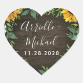 カントリーサンフラワーデイジー結婚式の引き出物シール ハートシール (正面)