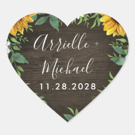 カントリーサンフラワーデイジー結婚式の引き出物シール ハートシール