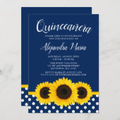 カントリーサンフラワーネイビーブルーキンセアニェラ招待状 招待状 (正面/裏面)