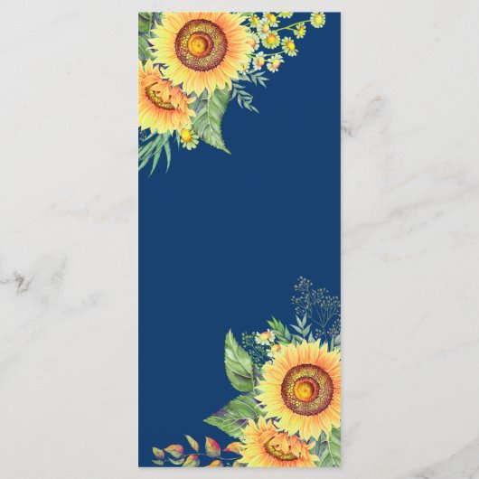 カントリーサンフラワーネイビー結婚ブルーのメニュー メニュー (裏面)