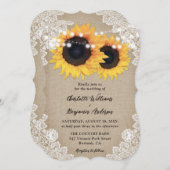 カントリーサンフラワーバーラップフローラレース結婚ズ 招待状 (正面/裏面)