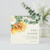 カントリーサンフラワーブーケイエロースクエア結婚ズ 招待状 (スタンド正面)